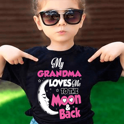 CT&J Apparel Family T-Shirt Kids T-Shirt / Pink / XS My Grandma Loves Me To The Moon and Back