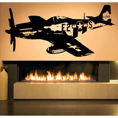 P-51 Mustang Airplane Sticker 22x46inches Vehicle Decal Classic Aircraft Posters Vinyl Wall Decals Aeroplane Parede Decor Mural Airplane Sticker