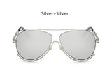 TSHING Luxury Pilot Sunglasses Fashion Women Brand Designer UV400 Flat Top Metal Frame Mirror Sun Glasses Female High Quality