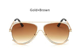 TSHING Brand Designer Pilot Sunglasses Fashion Women Flat Top Metal Frame Mirror Sun Glasses For Female Optical Frame