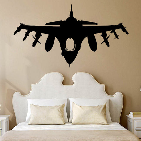 F-16 Fighting Falcon Viper Wall Decals Airplane Aircraft Military Vinyl Sticker Art Home Decor DIY Wall Mural Plane Wall Sticker D-108