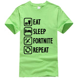Fortnite cotton t-shirt - eat sleep fortnite repeat